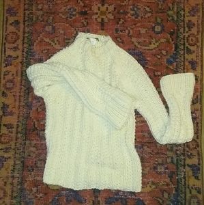 Chunky J.Crew Hand Knit Cream Mock Neck Sweater